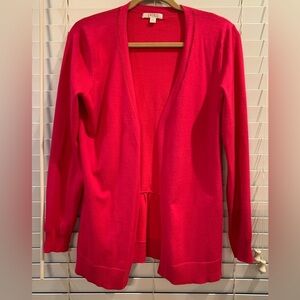 Spense Women's Hot Pink Cardigan Med Long Sleeve Open Front Pleated Lower Back